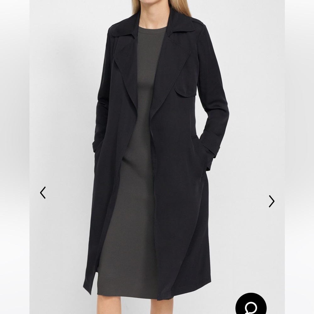 Theory trench coat in deep navy